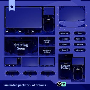 Animated Twitch Overlay Japanese Fantasy Stream Package VTuber OBS Torii of Dreams Theme