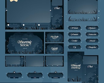 Witchlight Field Animated Stream Overlay Pack for Twitch, Kick, Youtube/TikTok Live/Vertical Stream/Forest Night Theme/Dark/Alerts/Panels