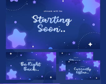 Paquete de pantallas Kawaii Cosmic Stream / Estrellas animadas, próximamente (descarga digital)