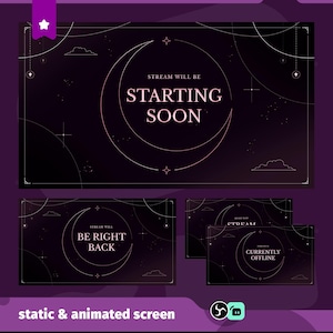 Animated Celestial Rose Stream Screen: Starting Soon, BRB, Ending, Offline (Twitch, TikTok, Kick, YouTube)