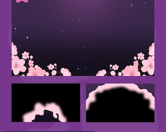 Pink Sakura Stinger Transition | Cherry Blossom Animated VTuber Pack | Twitch TikTok Kick | Alerts Screens Panels | OBS Streamlabs