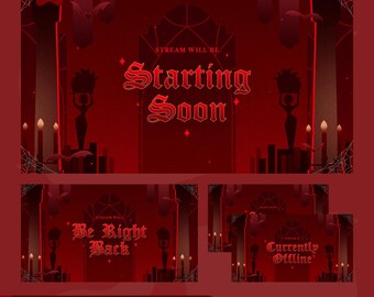 Gothic Dark Stream Screens | Flame Sanctum Red Animated Screen Pack | Twitch TikTok Kick | Starting Soon Offline BRB | OBS Streamlabs