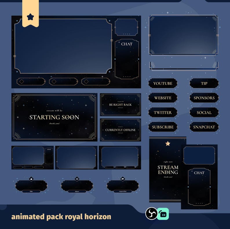 Elegant Animated Stream Overlay Pack: Twitch, Tiktok, Kick, Youtube ...