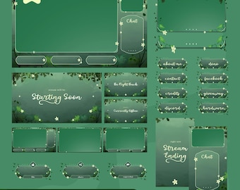 Animated Verdant Veil Stream Overlay: Cozy Green Jungle for Twitch, TikTok and OBS/Streamlabs