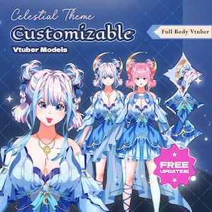 Full Body VTuber-model: Lunara | Aanpasbaar L2D Moon Vtuber-model vrouwelijk| Commercieel gebruik | Cadeau voor haar | Hololive | Optuigen en streamen