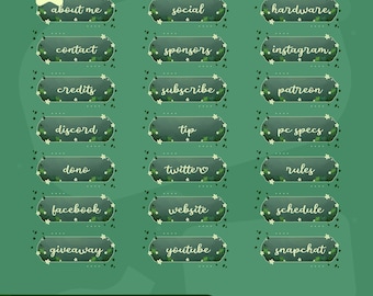 Jungle Nature Stream Panels | Cozy Green Twitch, TikTok, YouTube (Static PNG)
