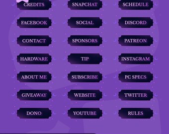 Minimalist Design Stream Panels: Twitch, Kick, Youtube | Celestial Theme | Velora Ethereal | Aesthetic | Panels | Purple | Clean Design
