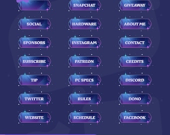 Flare Crystal Stream Panels: Fantasy Purple Blue for Twitch and OBS/Streamlabs