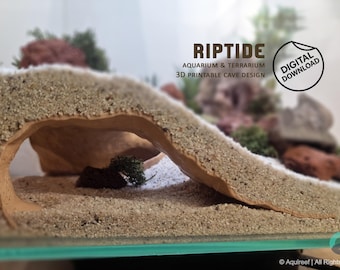 Riptide 3D Printable Aquarium Cave - Fish Hide, Terrarium Decoration, Aquarium Safe, 3D Print File for Fish Tank
