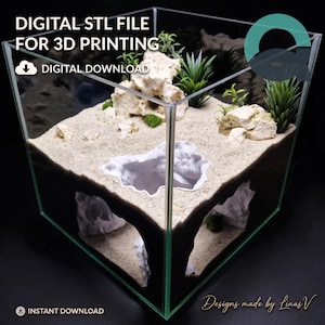 Mistreef Den - Aquarium & Terrarium decor cave | Critter underground hide | Fish, shrimp, reptile pet house | 3D Printable STL