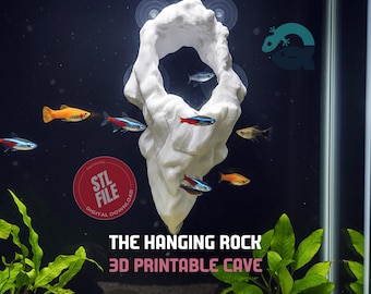 Hanging Rock Cave - Aquarium & Terrarium Decor, Critter Hide and Observation zone, Aquascape Centerpiece | 3D Printable STL File