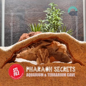 Underground Reptile and Fish Cave - Egypt Theme, Aquarium & Terrarium Decor, Grotto for Pet Hide and Observation | 3D Printable STL File