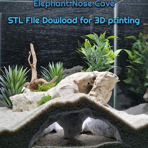 Aquarium & Terrarium Tunnel Cave, 3D Printable Fish Tank and Terrarium Decor - Fish, Reptile, Gecko and Snake Hide Elephant Nose | STL File