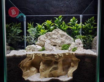 Aquarium and Reptile viewing grotto, pet hide cave, naturalistic cliffside shelter, critter canyon refuge retreat | 3D Printable STL