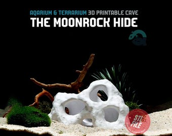 3D Printable Moonrock Aquarium Hide: Fish & Reptile Cave (Digital STL File)