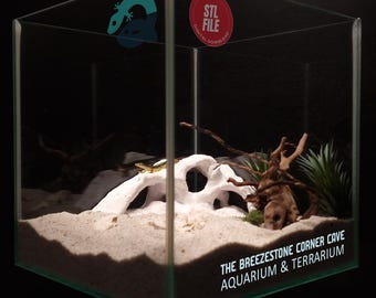 3D Printable Cave, Pet Shelter for Aquariums & Terrariums: Fish, Shrimp, Reptile, Spider, Bug Hide, Small Rock Form Tank Decor  | STL File