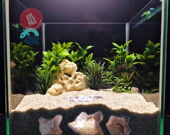 Aquarium & Terrarium decor cave | Critter underground hide | Fish, shrimp, reptile pet house | Atlantis Catacomb Hollow 3D Printable STL
