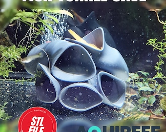 May include: A dark blue fish tunnel cave with the text "FISH TUNNEL CAVE" at the top. The tunnel is surrounded by aquatic plants and fish. A red circle with "STL FILE DIGITAL DOWNLOAD" is in the lower left corner.