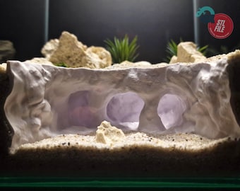 Aquarium & Terrarium Hide Cave, Buried Underground Shelter, Bottom Dweller Refuge, Aquascape Decor Retreat | 3D Printable STL