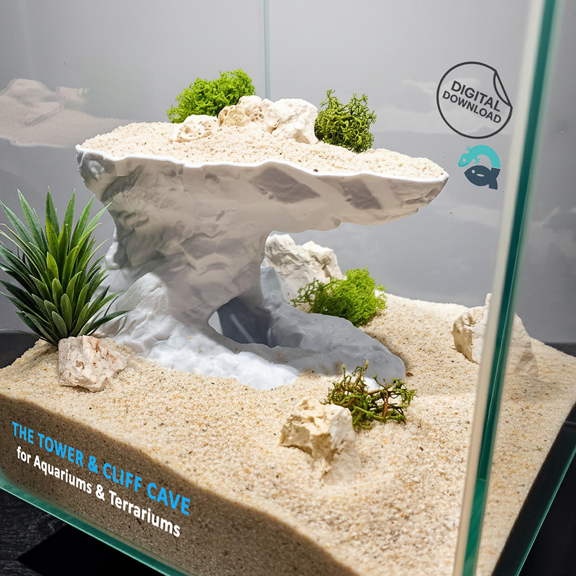 Printable Aquarium & Terrarium Cave STL, Vertical Cliff Hide Shelter ...