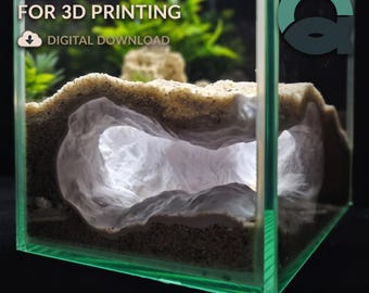 Grotte décorative Tideveil Den pour aquarium et terrarium | Cachette souterraine pour animaux | Maison pour poissons, crevettes et reptiles | Fichier STL imprimable en 3D