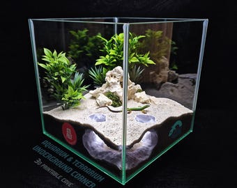 Aquarium & Terrarium Cave – Corner Reptile Hide, Shrimp Tunnel, Fish Burrow Decor | 3D Printable STL File
