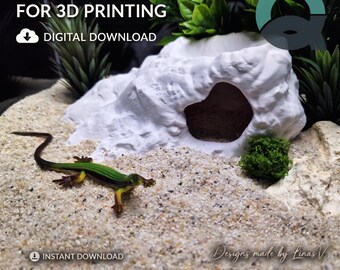 Brackish Den - Aquarium- en terrariumdecoratie grot | Ondergrondse schuilplaats voor dieren | Huis voor vissen, garnalen en reptielen | 3D-printbaar STL-bestand