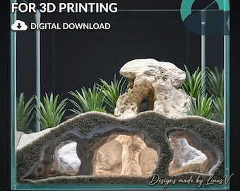 Atlantis Catacombs Cave - Aquarium & Terrarium decor cave | Critter underground hide | Fish, shrimp, reptile pet house | 3D Printable STL