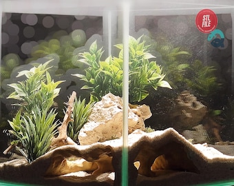 Terrarium en aquarium hoekgrot - rotstextuur Vissen, reptielen, slangenopvang. Aquascaping-decor, dierenhuid tegen stress | 3D-afdrukbaar STL-bestand