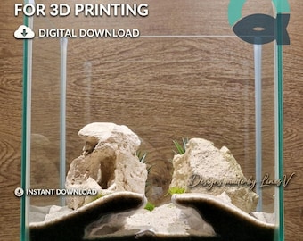 Double Cliff Cave - Aquarium & Terrarium decor cave | Critter underground hide | Fish, shrimp, reptile pet house | 3D Printable STL