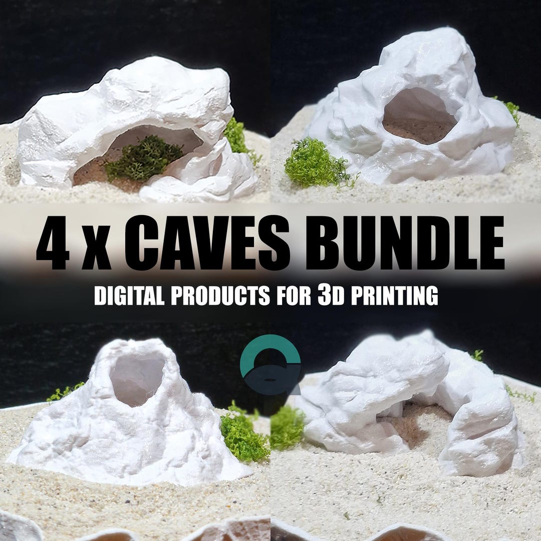 4 Aquarium & Terrarium Caves Bundle, Natural Look Rocky Cave Collection ...