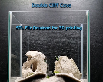 3D Printable Double Cliff Cave: Aquarium & Terrarium Decor (STL File)