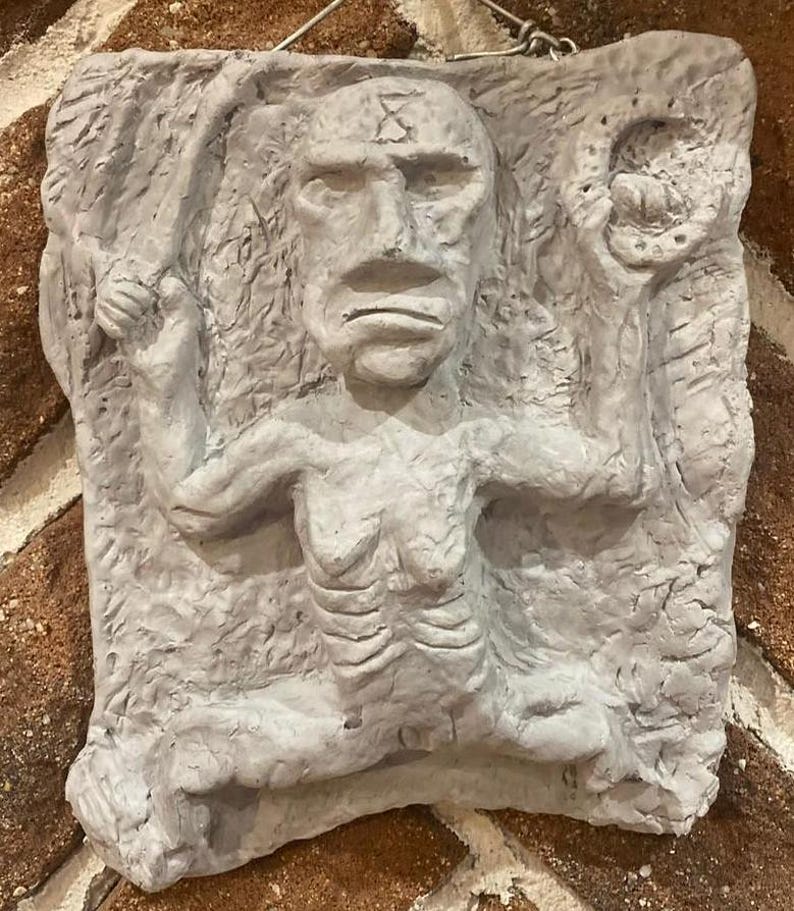 Man On Cliff Edge Holding A Hanging Woman Sculpture Wall Hanging - View #9