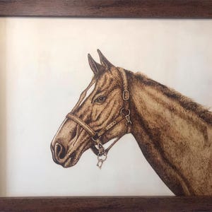 Handmade Wood Burning Pet Portrait Custom Portrait Pyrography Artwork Hand Drawn Sketch from Photo Dog Cat Horse Animal