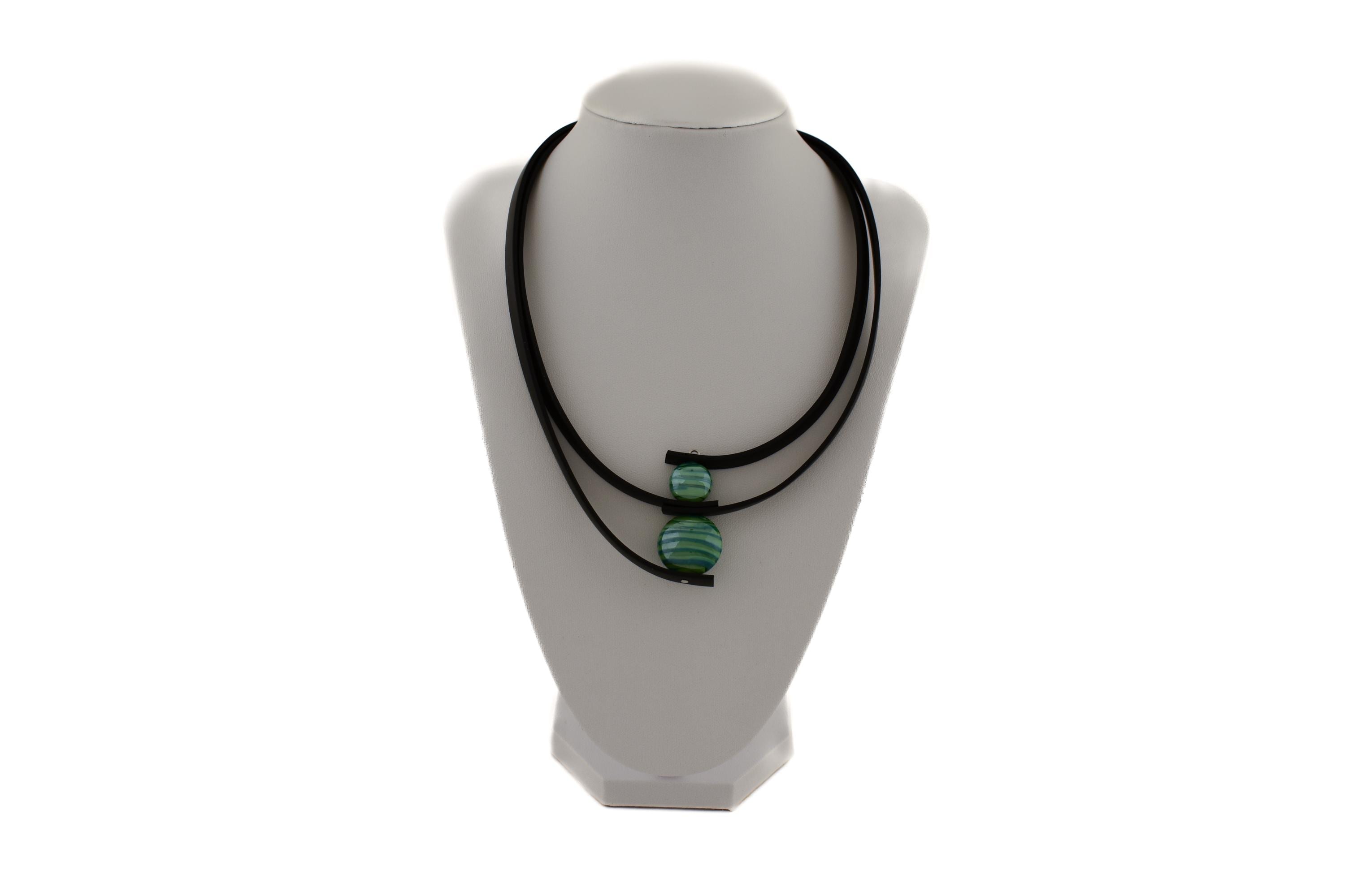 Collana In Vetro Di Murano – Grigio Fumo/Marrone – Con Inserti Argento – Moderna - Foto 3