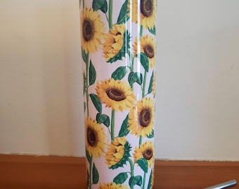 Stainless Steel 20 oz Skinny Tumbler with Straw and Lid Sunflowers