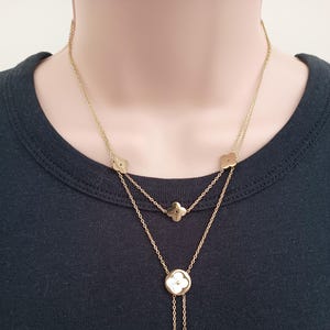 Naszyjnik z koniczyny z masy perłowej, 18-karatowe złoto, stal nierdzewna, wisior z koniczyną, czterolistna koniczyna, koniczyna kwiatowa, biała koniczyna