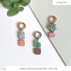 SVG-Datei | Zimmerpflanzen Schlüsselanhänger Set - Zebra, Afrikanische Maske & Wassermelone Peperomia SVG | Laser-Schnitt-Datei | Glowforge getestet |