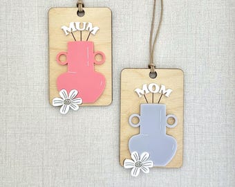 Mother’s Day Floral Gift Tag SVG floral vase tag laser cut file digital download for Glowforge tested crafts SVG file