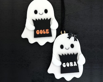 SVG File | Personalized Halloween Ghost Tags Spooky Cute Laser Cut File Halloween Tag Glowforge Tested Personalized Boo Basket Bag SVG