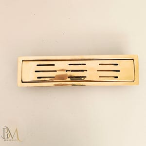 Unlacquered Brass Linear Floor Drain,  Handcrafted Solid Brass Cover