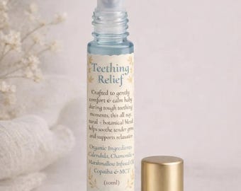 Teething Relief Oil for Babies, Natural Teething Support, Organic Chamomile & Calendula, Gentle Roller for Gums, Gift for Baby, Baby Shower