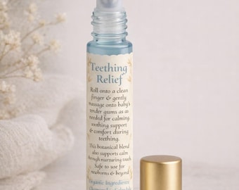 赤ちゃんの歯が生え始める痛みを和らげるオイル、天然の歯が生え始める痛み止め、オーガニックカモミール＆カレンデュラ、歯茎に優しいローラー、赤ちゃんへのギフト、ベビーシャワー