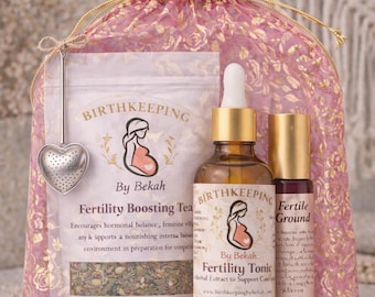 Fertility Bundle | Natural Fertility Support Kit | TTC Tea, Herbal Tonic & Roller Oil | Trying to Conceive Gift