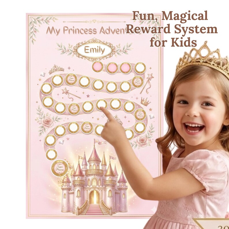 Princess Reward Chart Printable – Kids Behavior Tracker, Task Cards ...