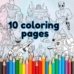 coloring Pages for boy | 10 Pages | Cute Coloring Pages | For Kids and Adults | Digital Download