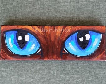 Original Siamese Cat with Blue Eyes Acrylic Painting on Stretched Canvas