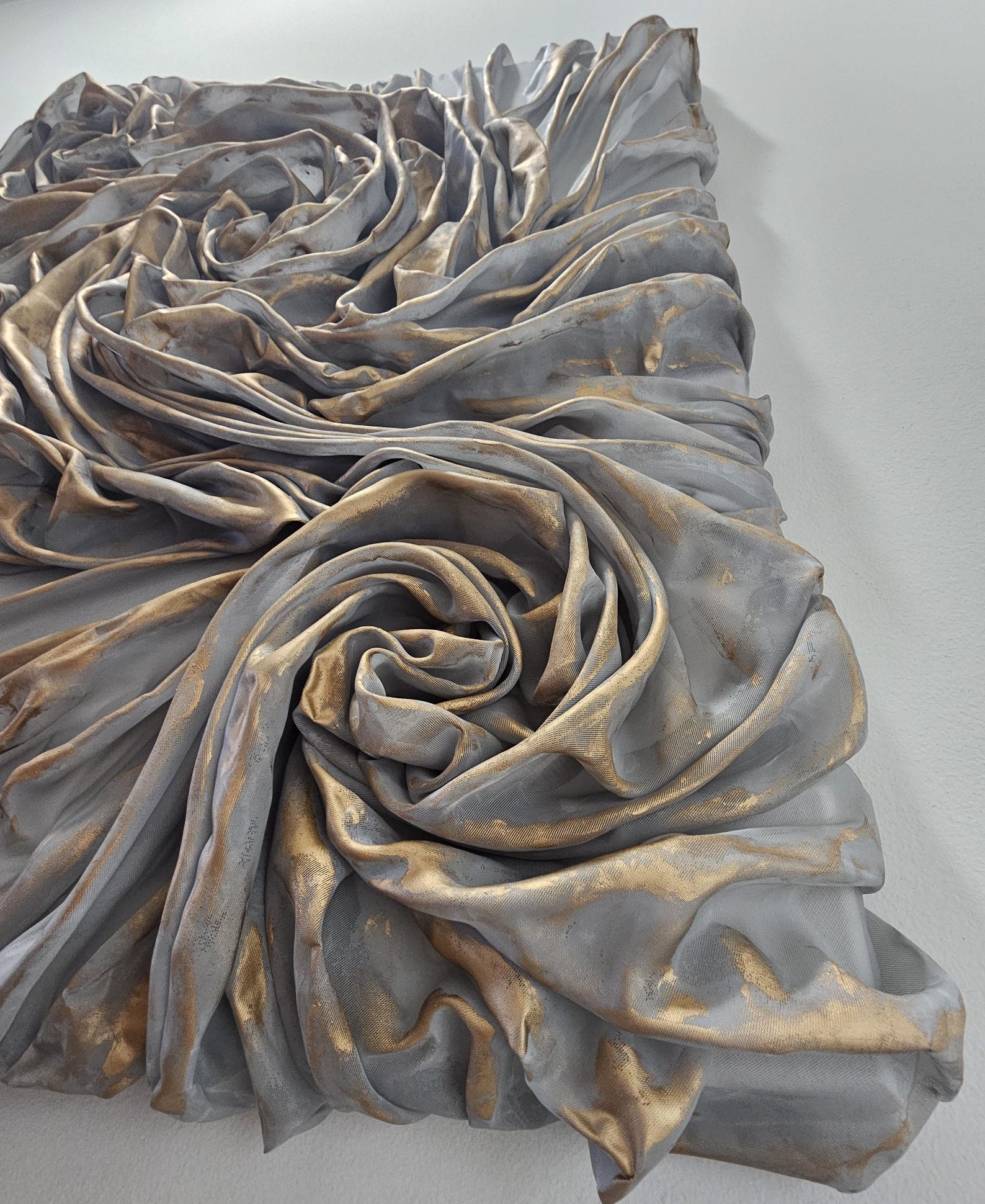 Image showcasing ORIGINAL Textured Fabric WALL ART Abstract Swirling Design Gray With ...