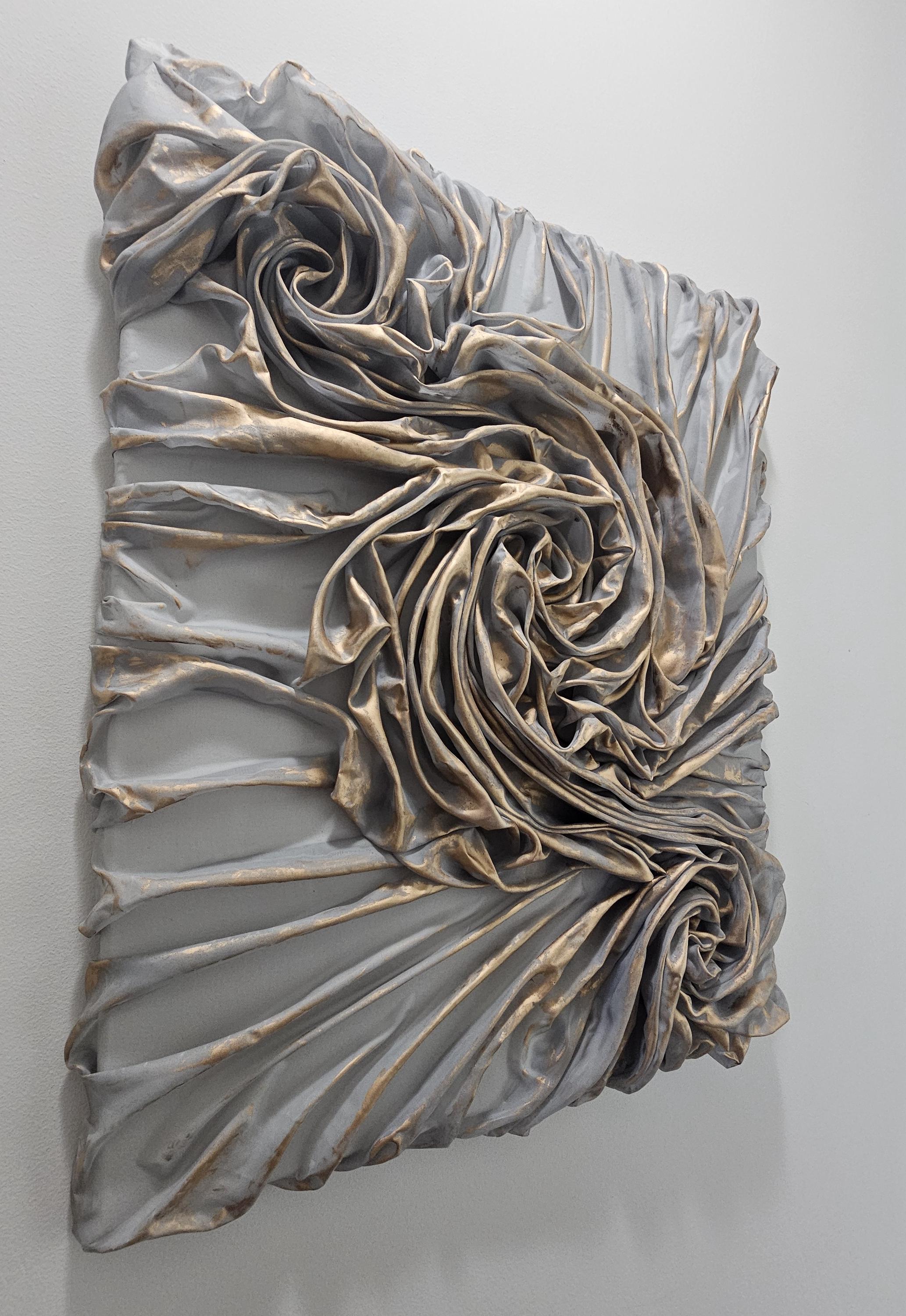 Picture of ORIGINAL Textured Fabric WALL ART Abstract Swirling Design Gray With ...