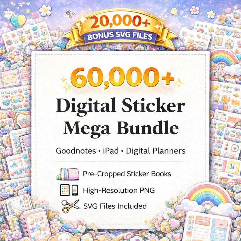 60,000+ Digital Sticker Mega Bundle for Goodnotes & iPad Planners ...